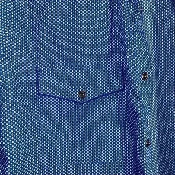 Express men’s blue printed button front dress shirt long sleeve Medium 15.5 - Picture 3 of 5